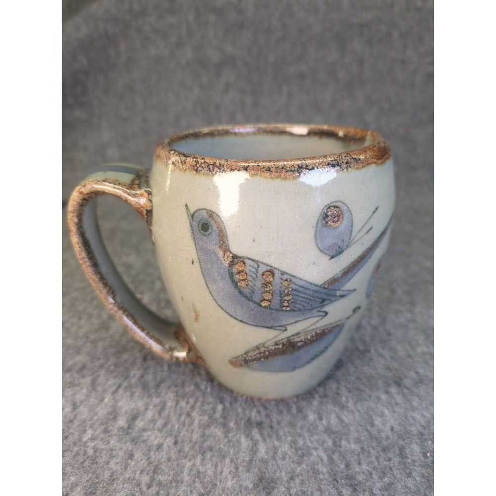 VTG Ken Edwards Pottery El Palomar Mexico Tonala Blue Bird  Coffee Mug